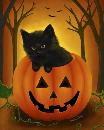 Framed Halloween Kitten Print
