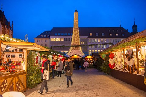 Framed Christmas Market at Twilight, Germany Print