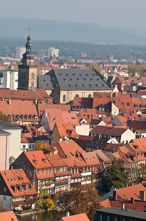 Framed Skyline of Bamberg, Germany Print