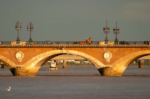 Framed Old Pont de Pierre Bridge on the Garonne River Print