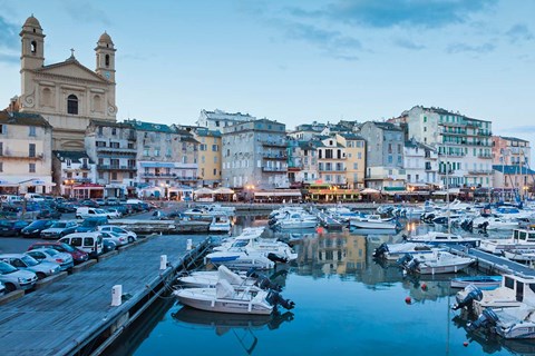 Framed Bastia Port at Dusk Print