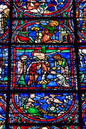 Framed Stained Glass Window in Chartres Cathedral Print