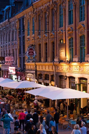 Framed French Flanders Cafes at Dusk Print