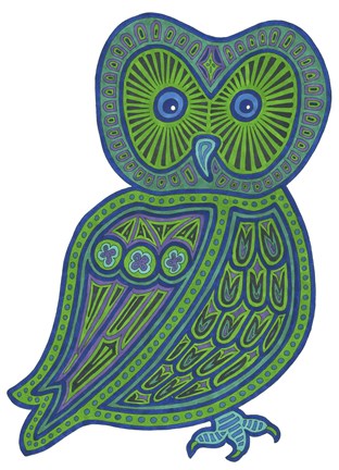Framed Owl Green Print