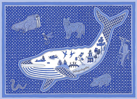 Framed W Whale Print