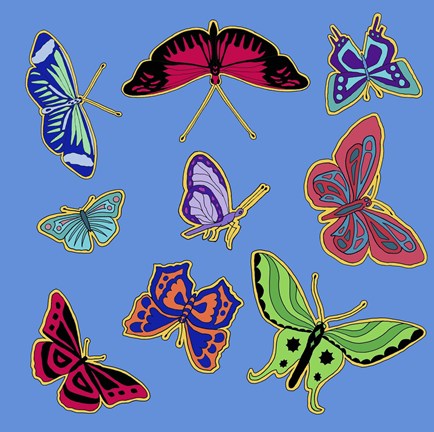 Framed 9 Butterflies Print