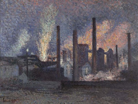 Framed Factories Near Charleroi, 1897 Print