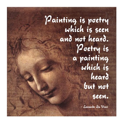 Framed Painting is Poetry -Da Vinci Quote 2 Print