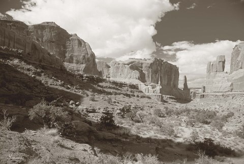 Framed Sepia Cliffs 2 Print