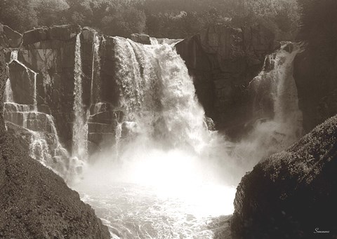 Framed Sepia North Shore Waterfall Print