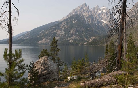 Framed Mountain And Lake In Teton Print