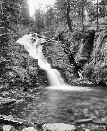 Framed Rushing Waterfall In Gorge Print