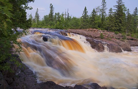 Framed North Shore Rushing Water And Green Trees Print