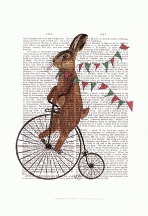 Framed Rabbit On Penny Farthing Print