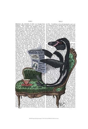 Framed Penguin Reading Newspaper Print