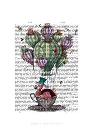 Framed Dodo in Teacup with Dragonflies Print