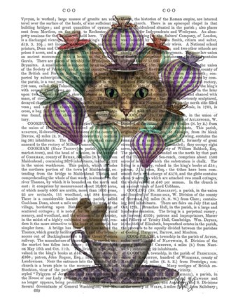 Framed Cheshire Cat Hot Air Balloon Print
