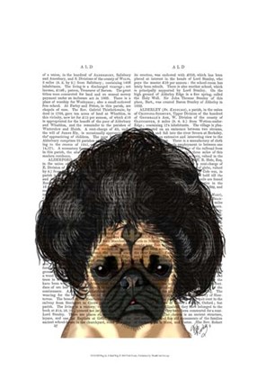 Framed Pug In A Bad Wig Print