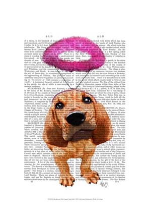 Framed Bloodhound With Angelic Pink Halo Print