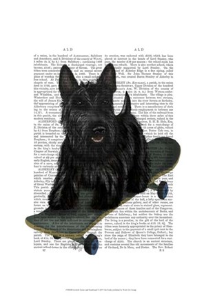 Framed Scottish Terrier and Skateboard Print