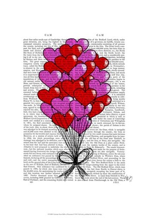 Framed Valentine Heart Balloon Illustration Print