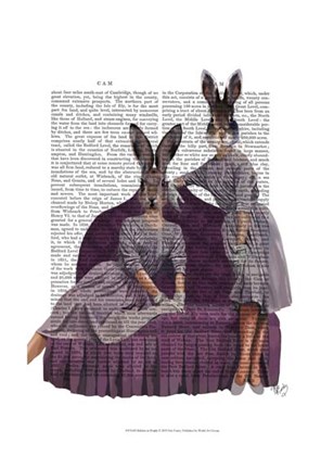 Framed Rabbits in Purple Print