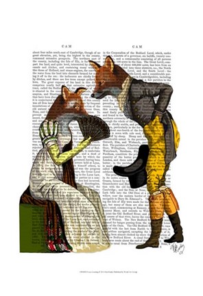 Framed Foxes Courting Print