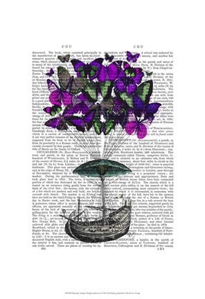 Framed Butterfly Airship 2 Purple and Green Print