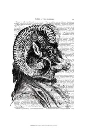 Framed Bighorn Sheep In Suit Print