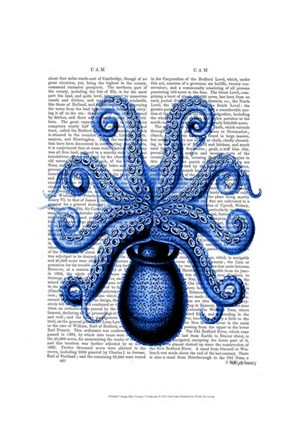 Framed Vintage Blue Octopus 1 Underside Print