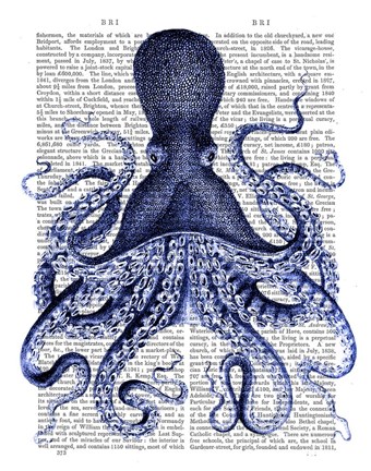 Framed Blue Octopus 3 Print