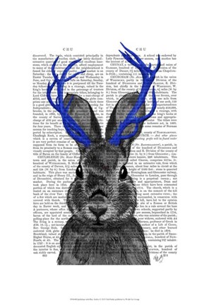 Framed Jackalope with Blue Antlers Print