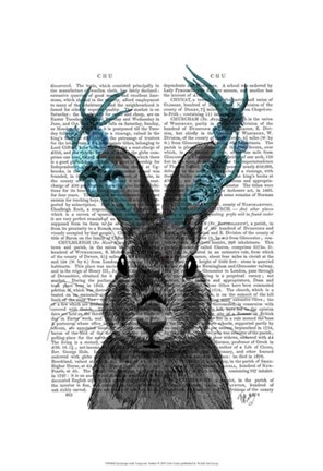 Framed Jackalope with Turquoise Antlers Print