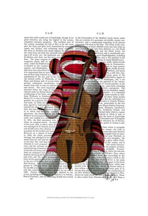 Framed Sock Monkey and Cello Print
