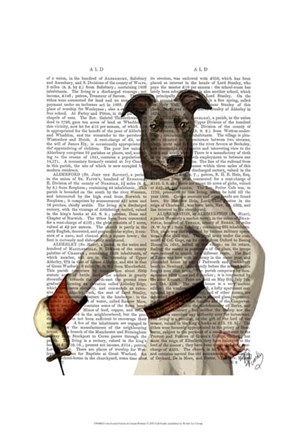 Framed Greyhound Fencer in Cream Portrait Print