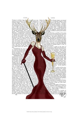 Framed Glamour Deer in Marsala Print