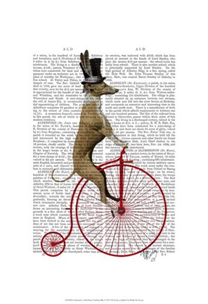 Framed Greyhound on Red Penny Farthing Bike Print