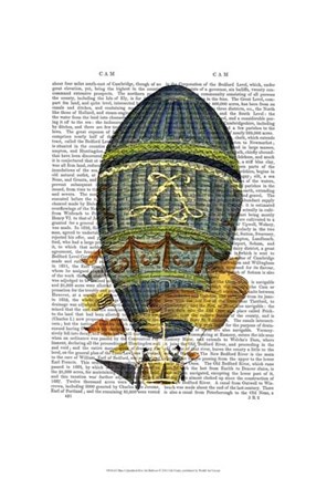 Framed Blue Cylindrical Hot Air Balloon Print