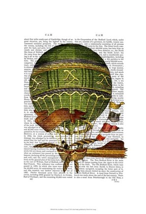 Framed Hot Air Balloon Green Print