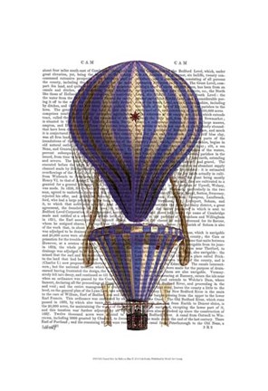 Framed Tiered Hot Air Balloon Blue Print