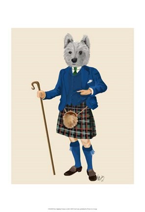 Framed West Highland Terrier in Kilt Print