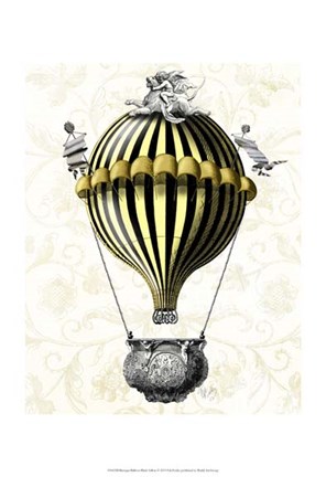 Framed Baroque Balloon Black Yellow Print