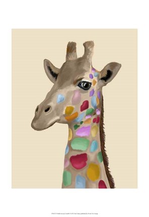 Framed MultiColoured Giraffe Print