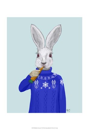 Framed Rabbit In Sweater Print