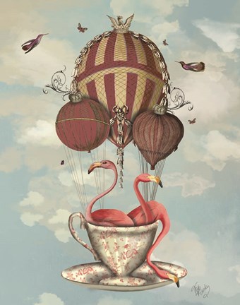 Framed Flamingos in Teacup Print