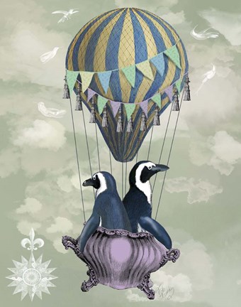 Framed Flying Penguins Print