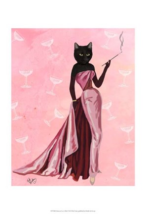 Framed Glamour Cat in Pink Print