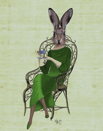 Framed Lady Bella Rabbit Taking Tea Print