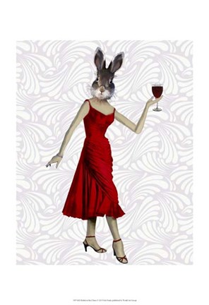 Framed Rabbit in Red Dress Print