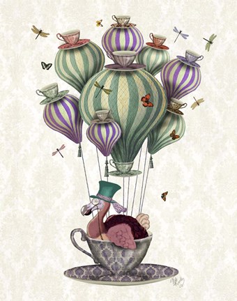 Framed Dodo Balloon with Dragonflies Print